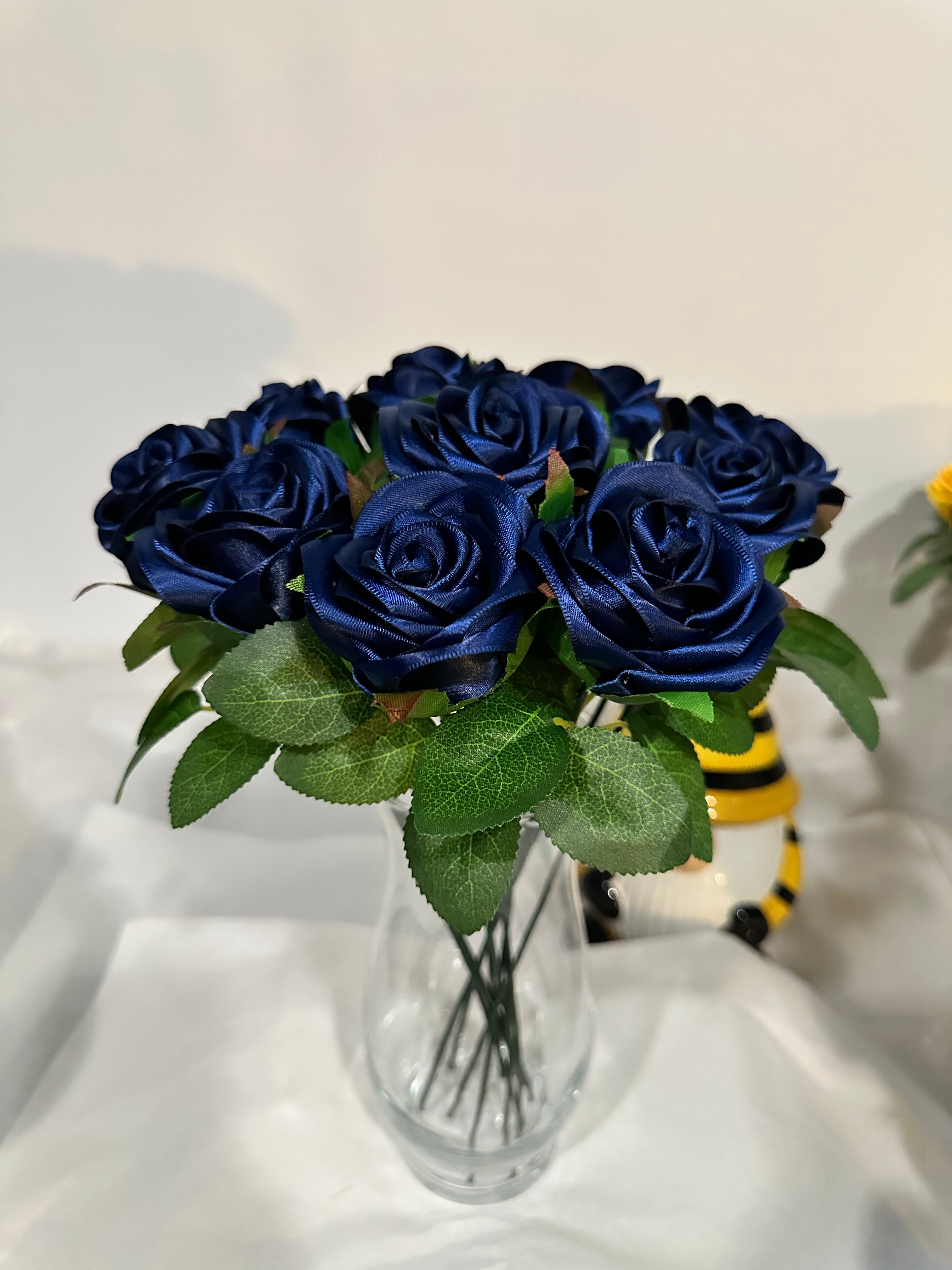 Navy Blue Satin Roses Bouquet