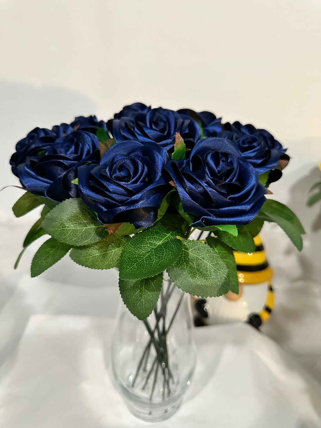 Navy Blue Satin Roses Bouquet