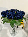 Navy Blue Satin Roses Bouquet