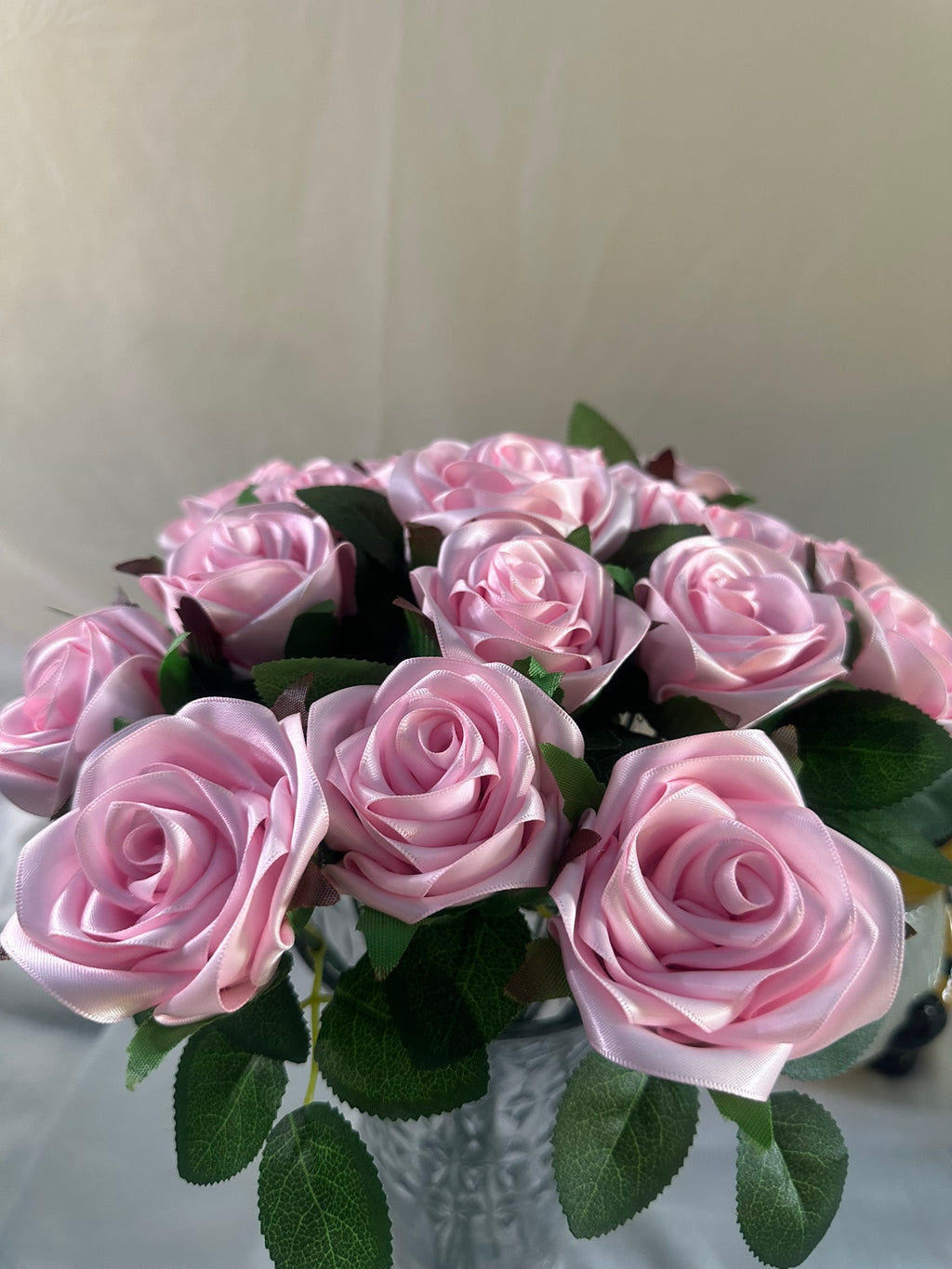 Handmade Satin Ribbon Roses — Light Pink / $3 Each