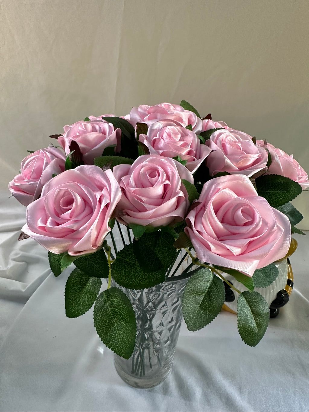 Handmade Satin Ribbon Roses — Light Pink / $3 Each