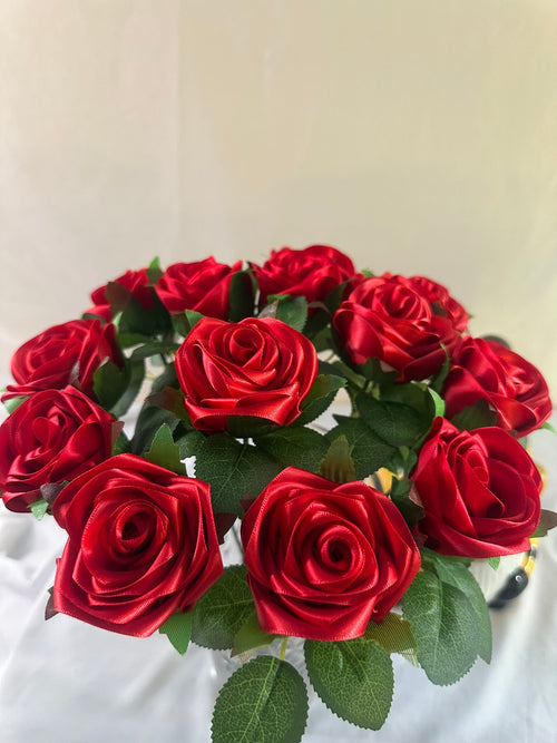 Handmade Satin Ribbon Roses — $3 Each
