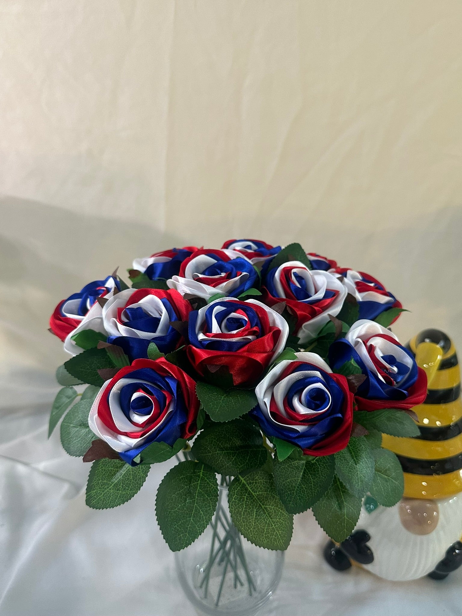 Honey’s Handmade Ribbon Roses - Tri Color