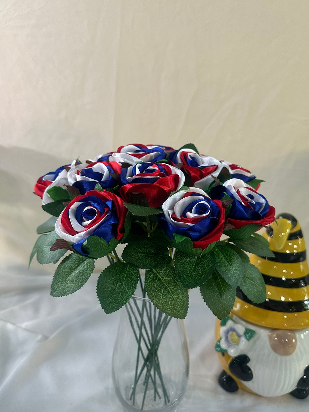 Honey’s Handmade Ribbon Roses - Tri Color