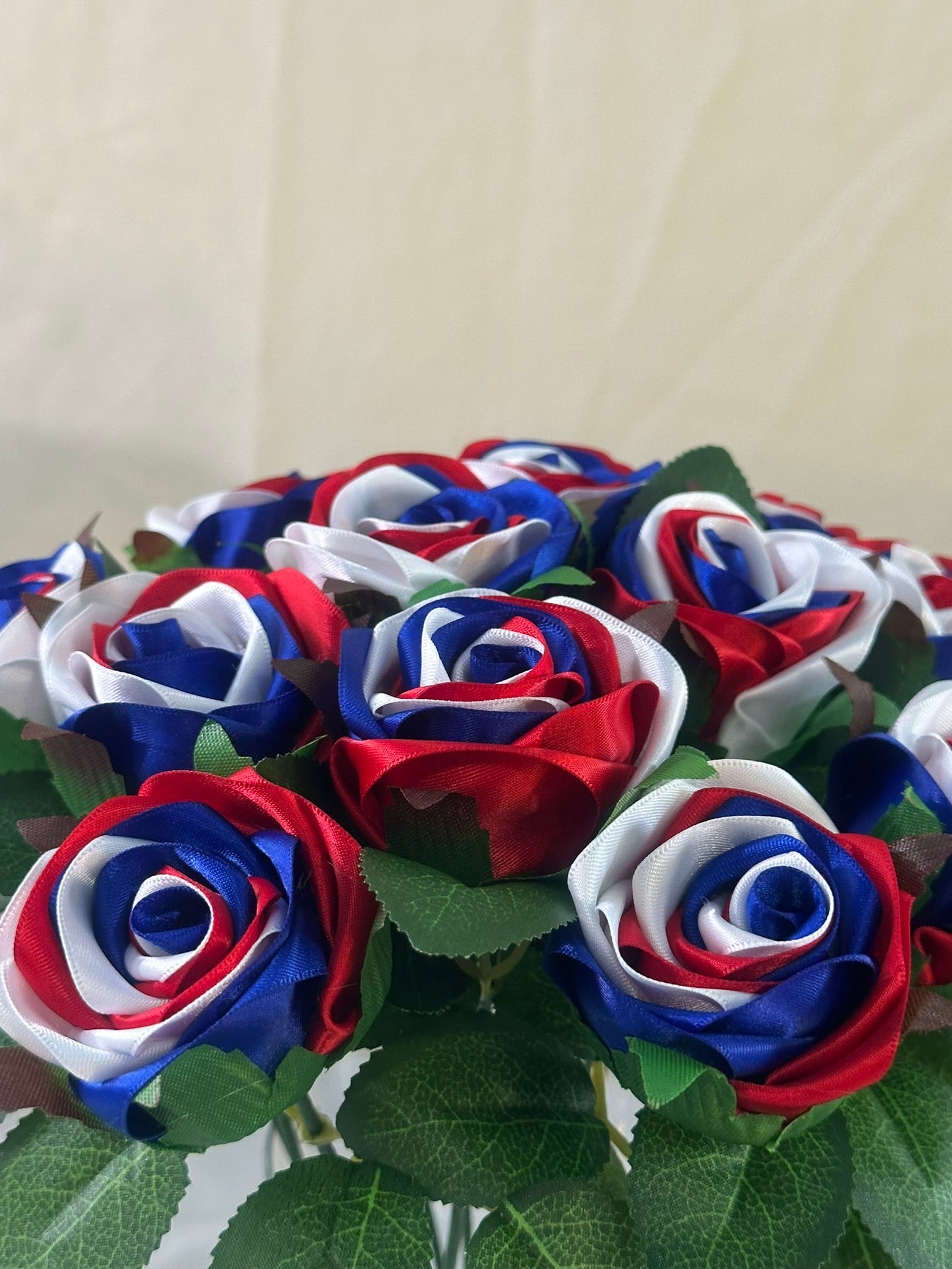 Honey’s Handmade Ribbon Roses - Tri Color