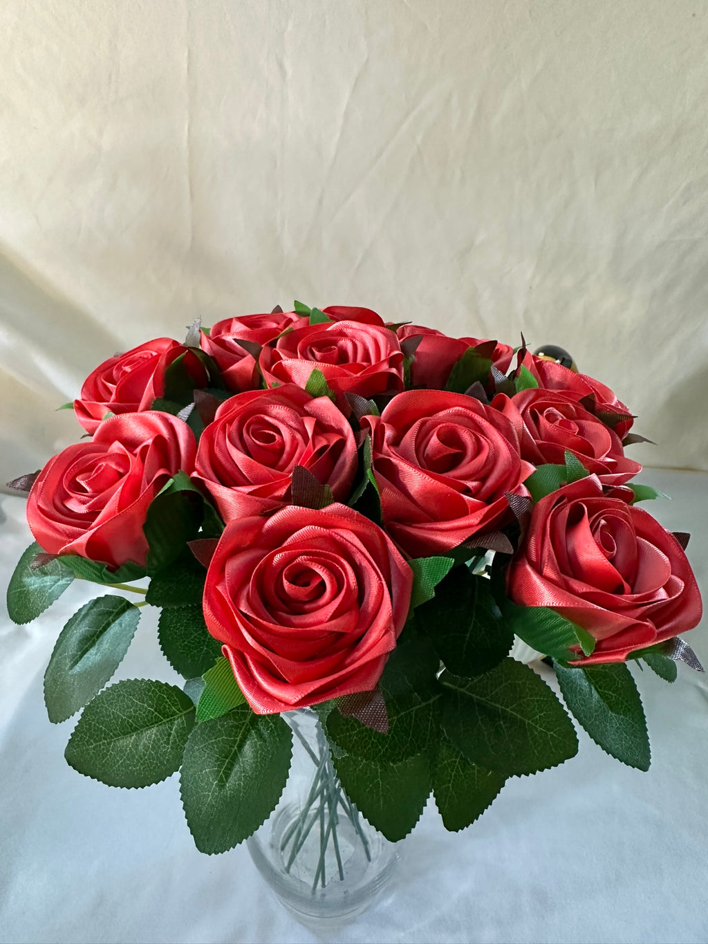 Honey’s Handmade Ribbon Roses - Coral / $3 Each