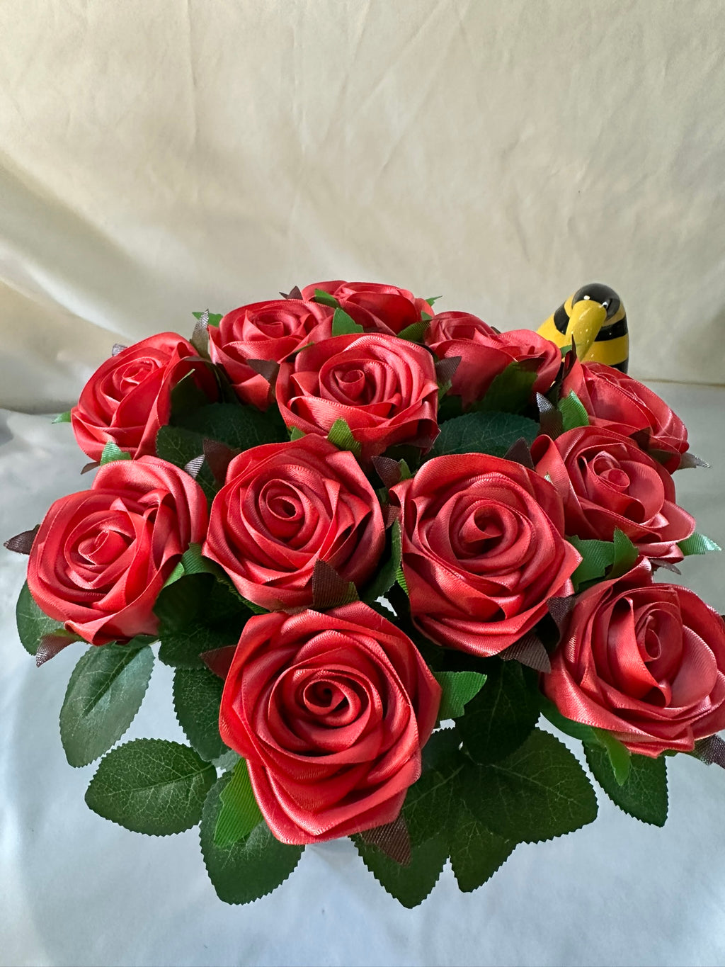 Honey’s Handmade Ribbon Roses - Coral / $3 Each
