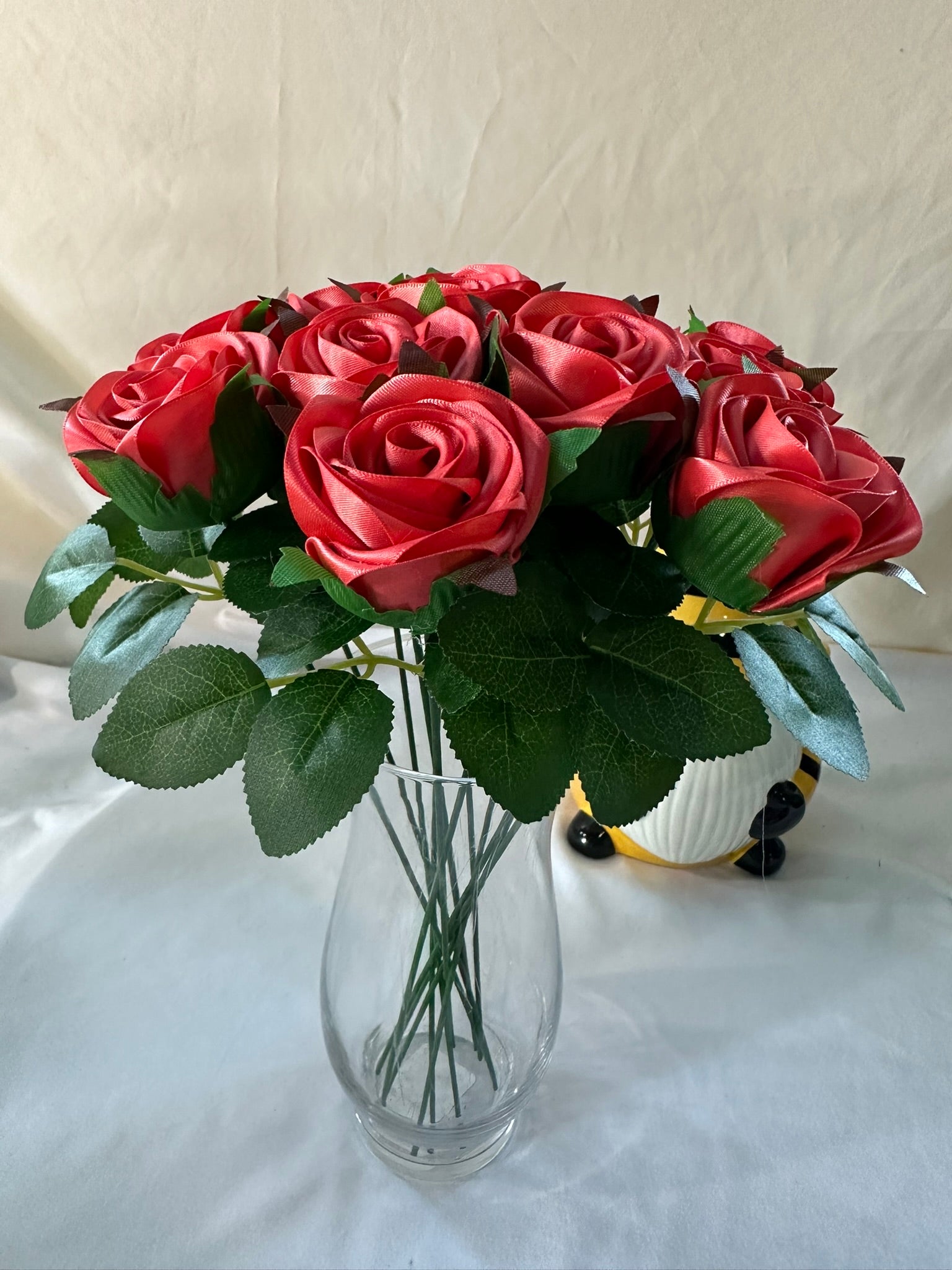 Honey’s Handmade Ribbon Roses - Coral / $3 Each