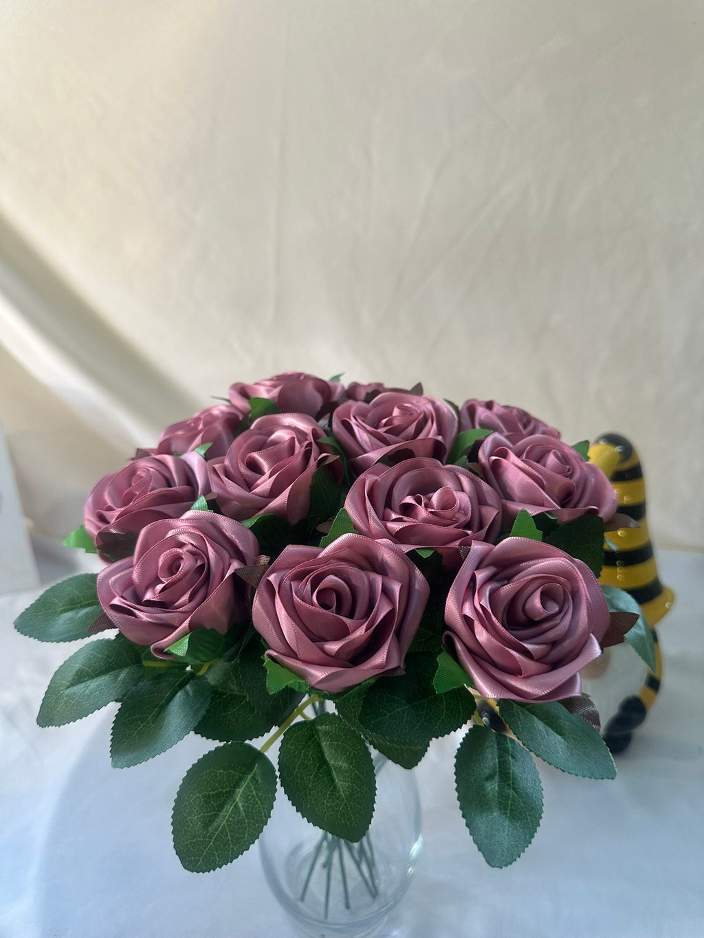 Honey’s Handmade Ribbon Roses - Mauve $3 Each