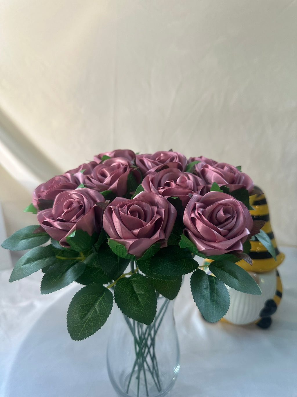 Honey’s Handmade Ribbon Roses - Mauve $3 Each