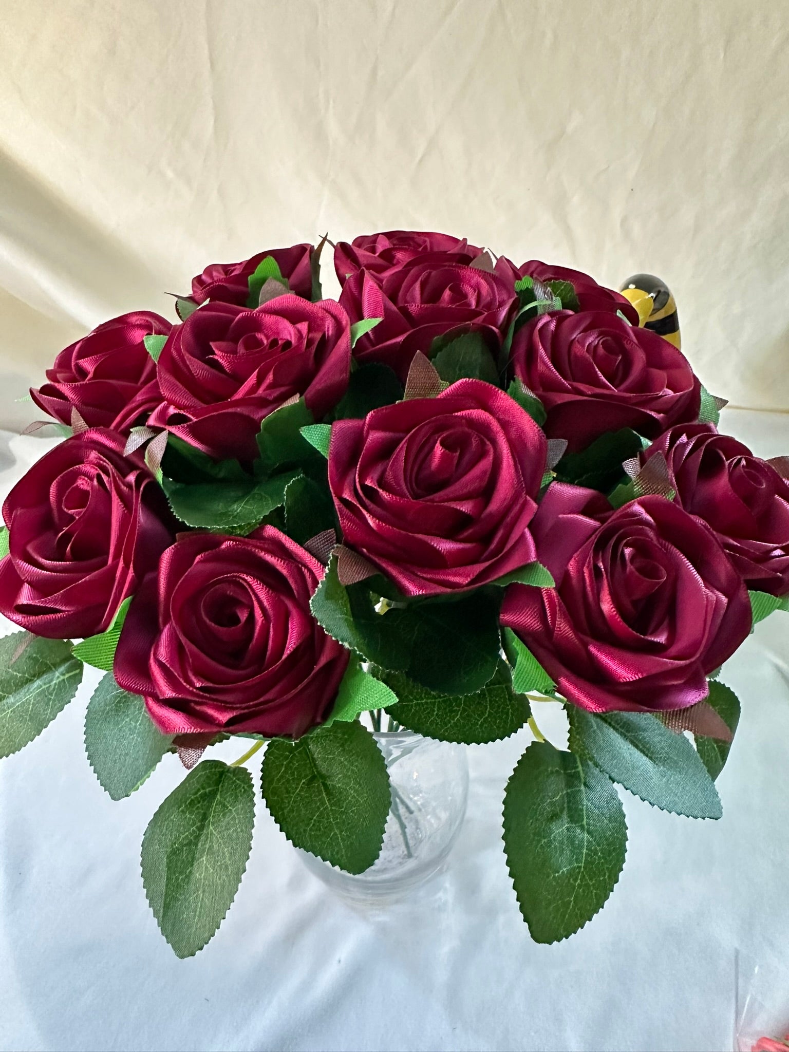 Honey’s Handmade Ribbon Roses - Burgundy Rose / $3 Each