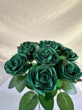 Handmade Satin Ribbon Roses — Forest Green / $3 Each