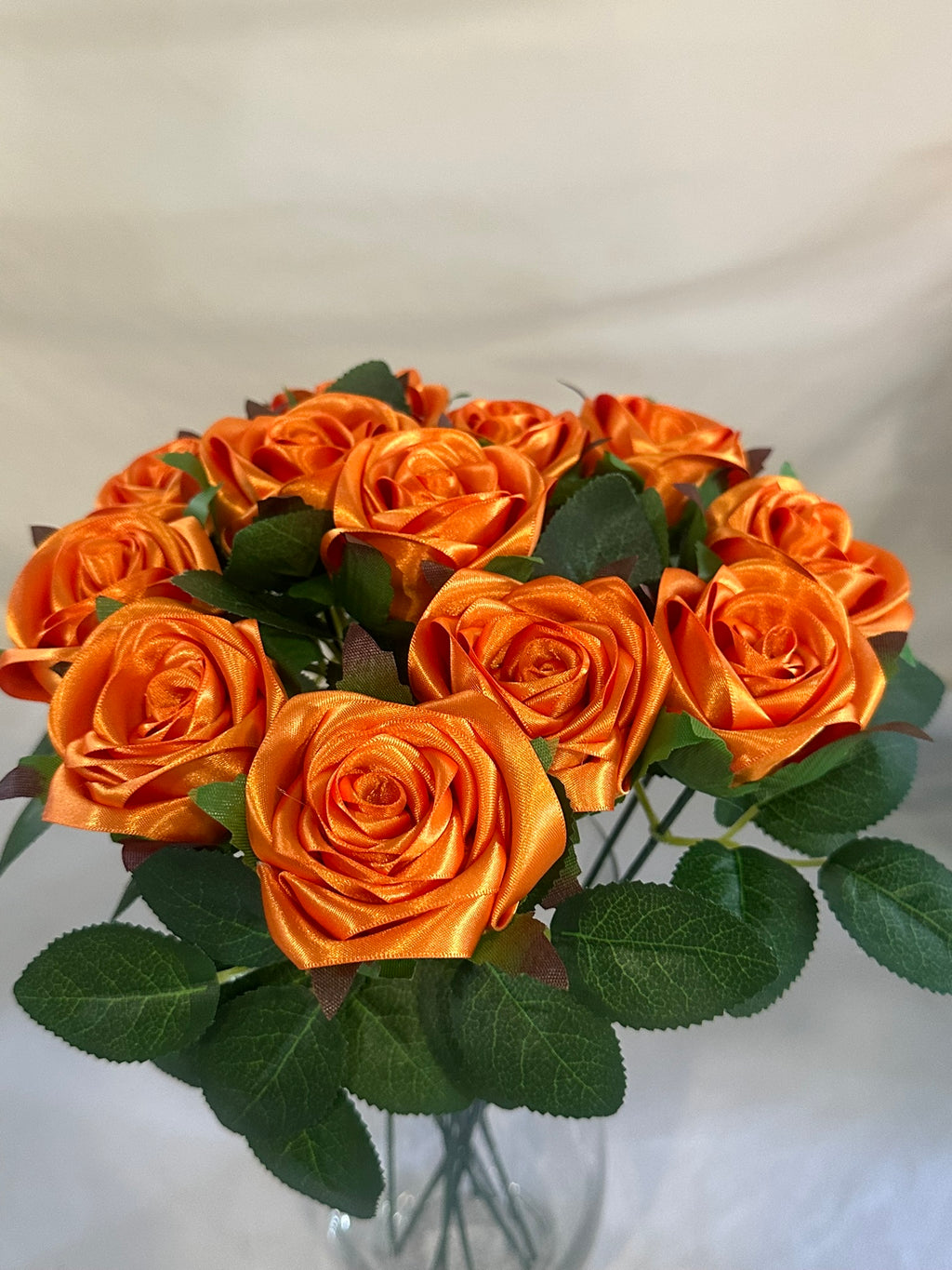Honey’s Handmade Ribbon Roses - Tangerine orange / $3 Each