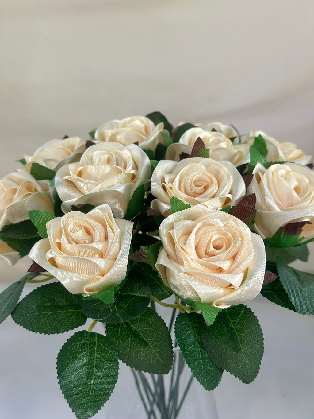 Honey’s Handmade Ribbon Roses - Ivory / $3 Each