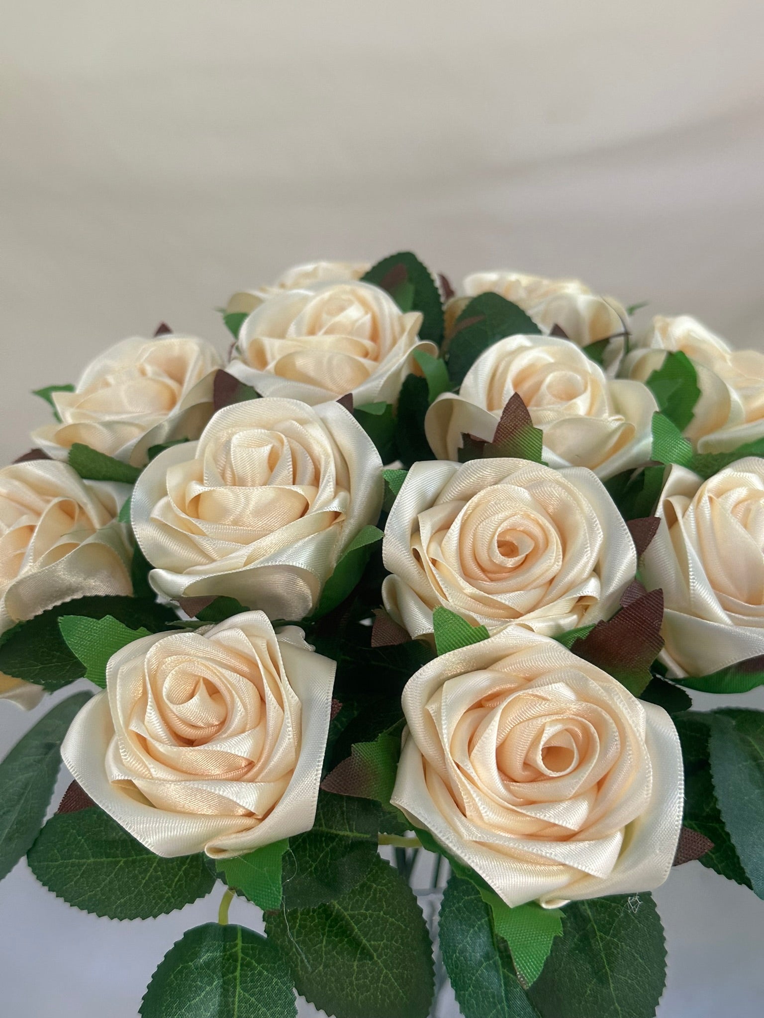 Honey’s Handmade Ribbon Roses - Ivory / $3 Each