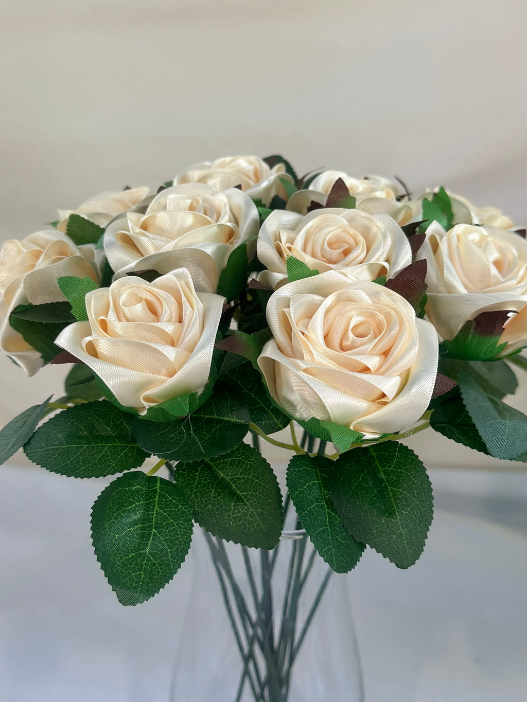 Honey’s Handmade Ribbon Roses - Ivory / $3 Each