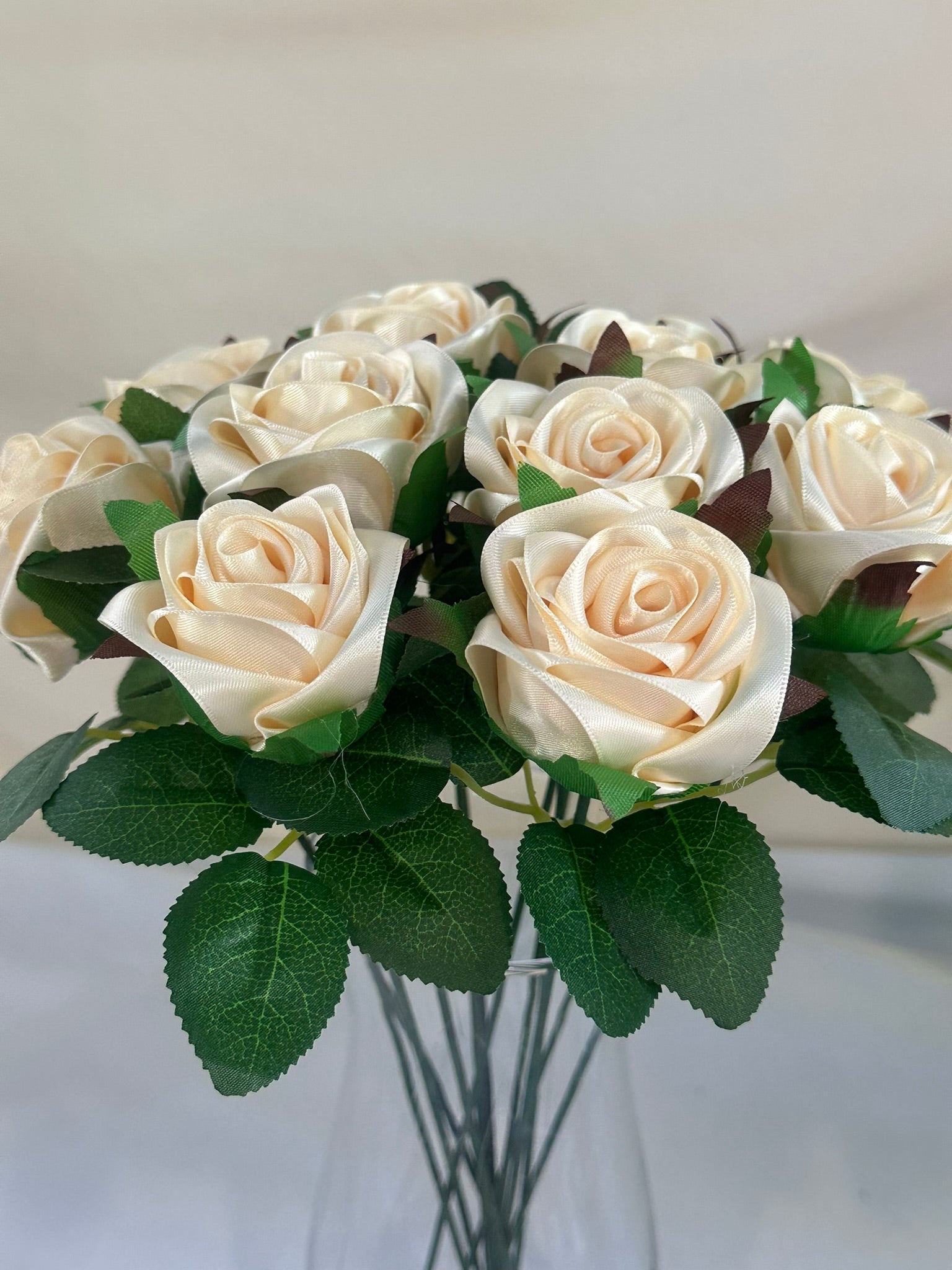 Honey’s Handmade Ribbon Roses - Ivory / $3 Each