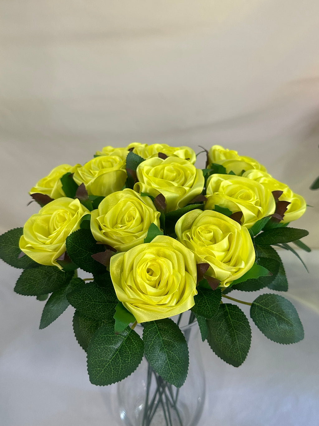 Honey’s Handmade Ribbon Roses—Lemon yellow / $3 Each