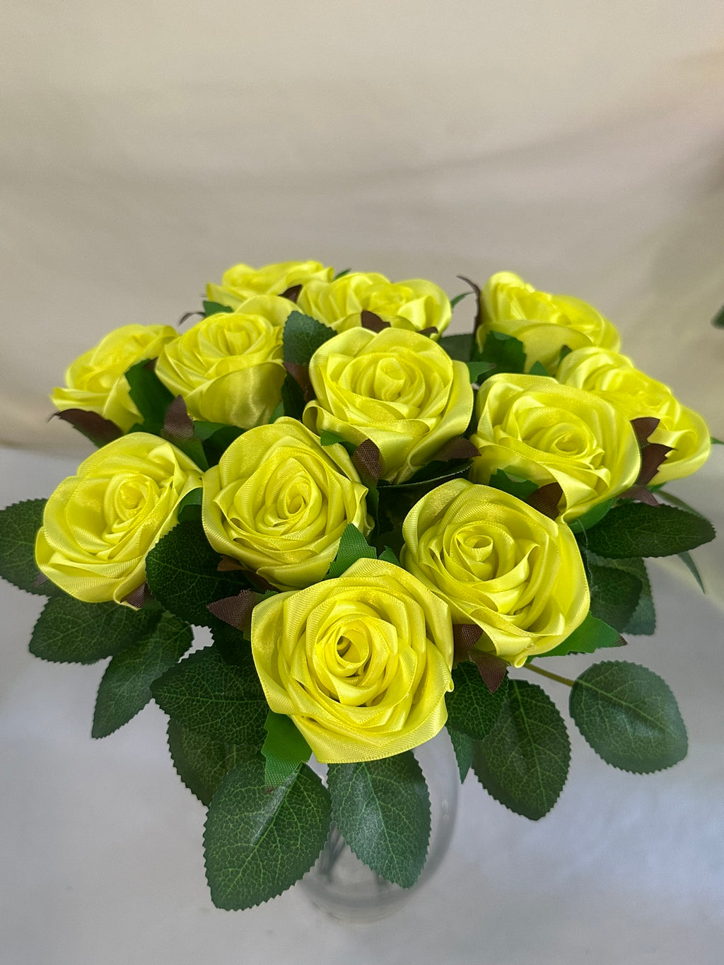 Honey’s Handmade Ribbon Roses—Lemon yellow / $3 Each