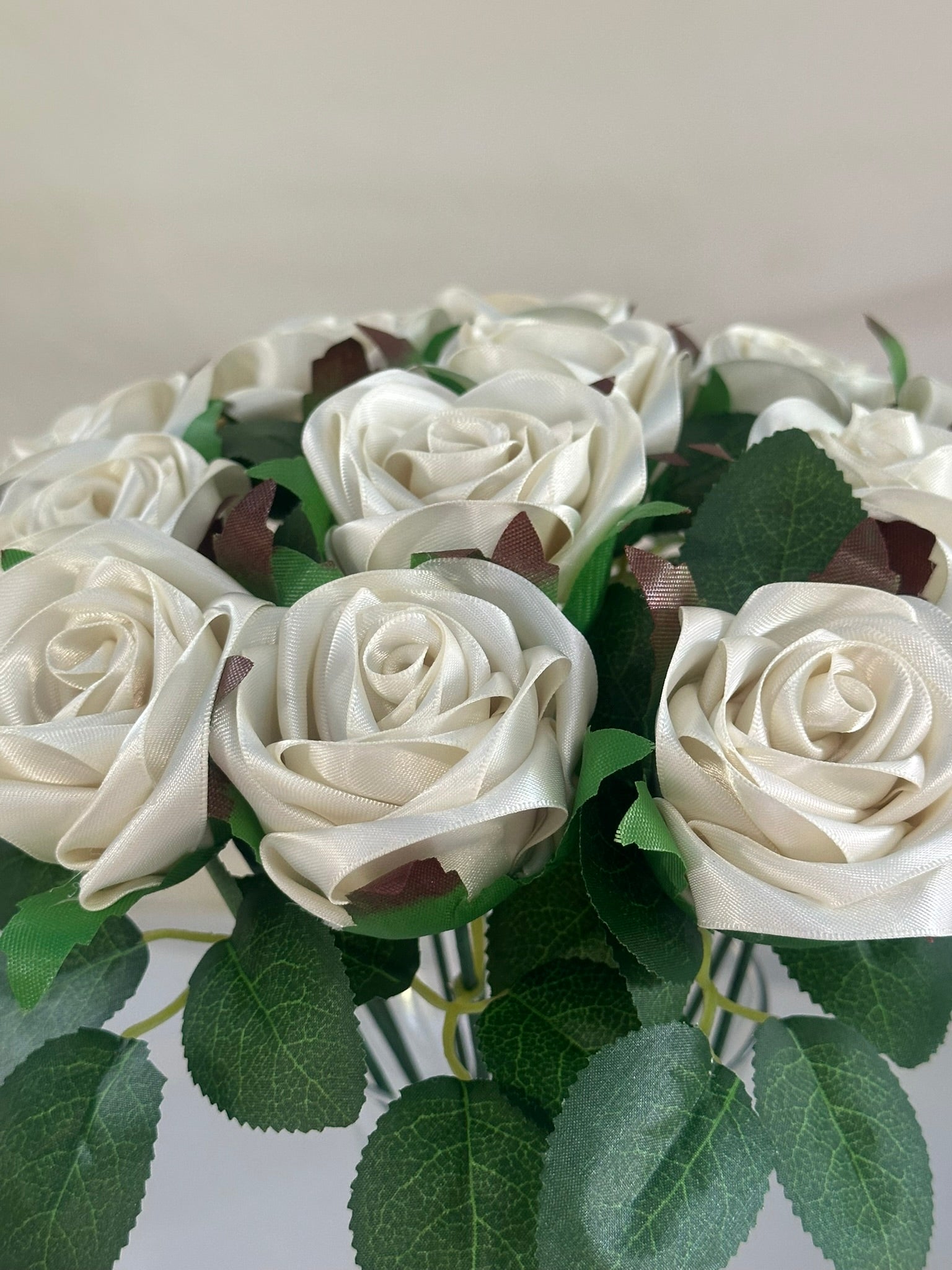 Honey’s Handmade Ribbon Roses—Antique white / $3 Each