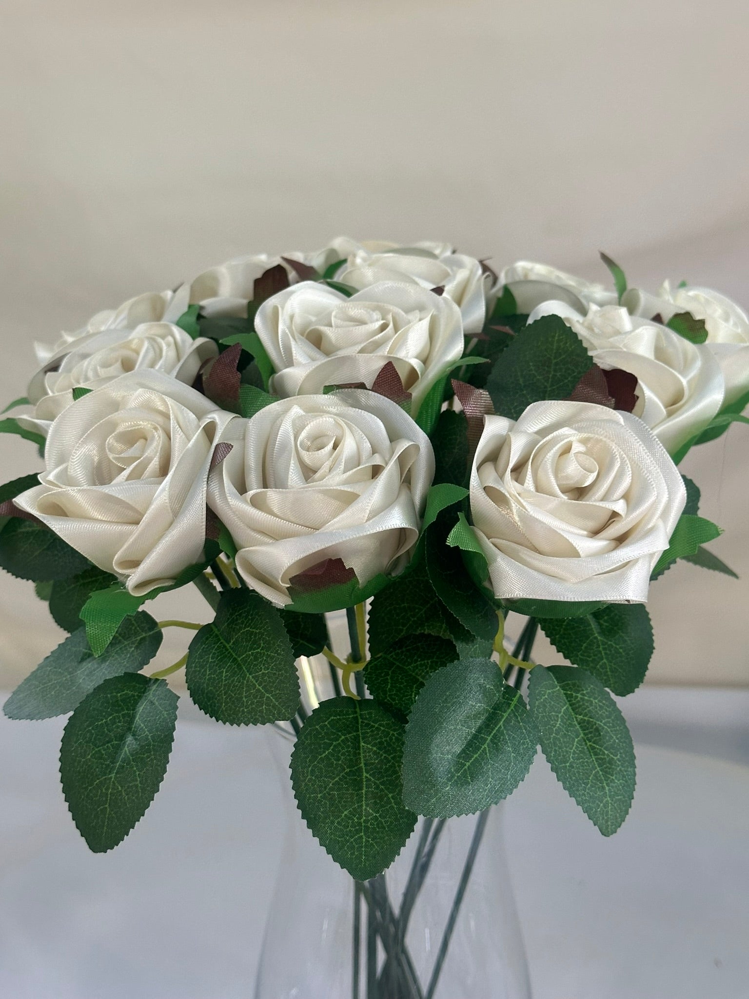 Honey’s Handmade Ribbon Roses—Antique white / $3 Each
