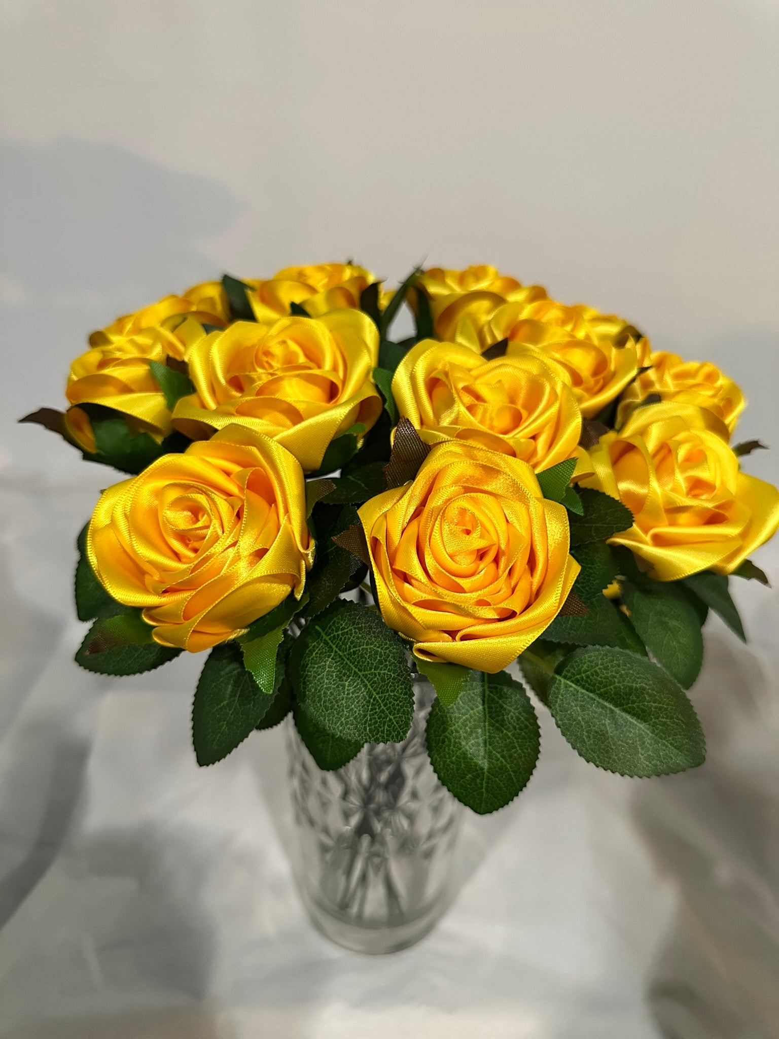 Dark Yellow Ribbon Rose Bouquet