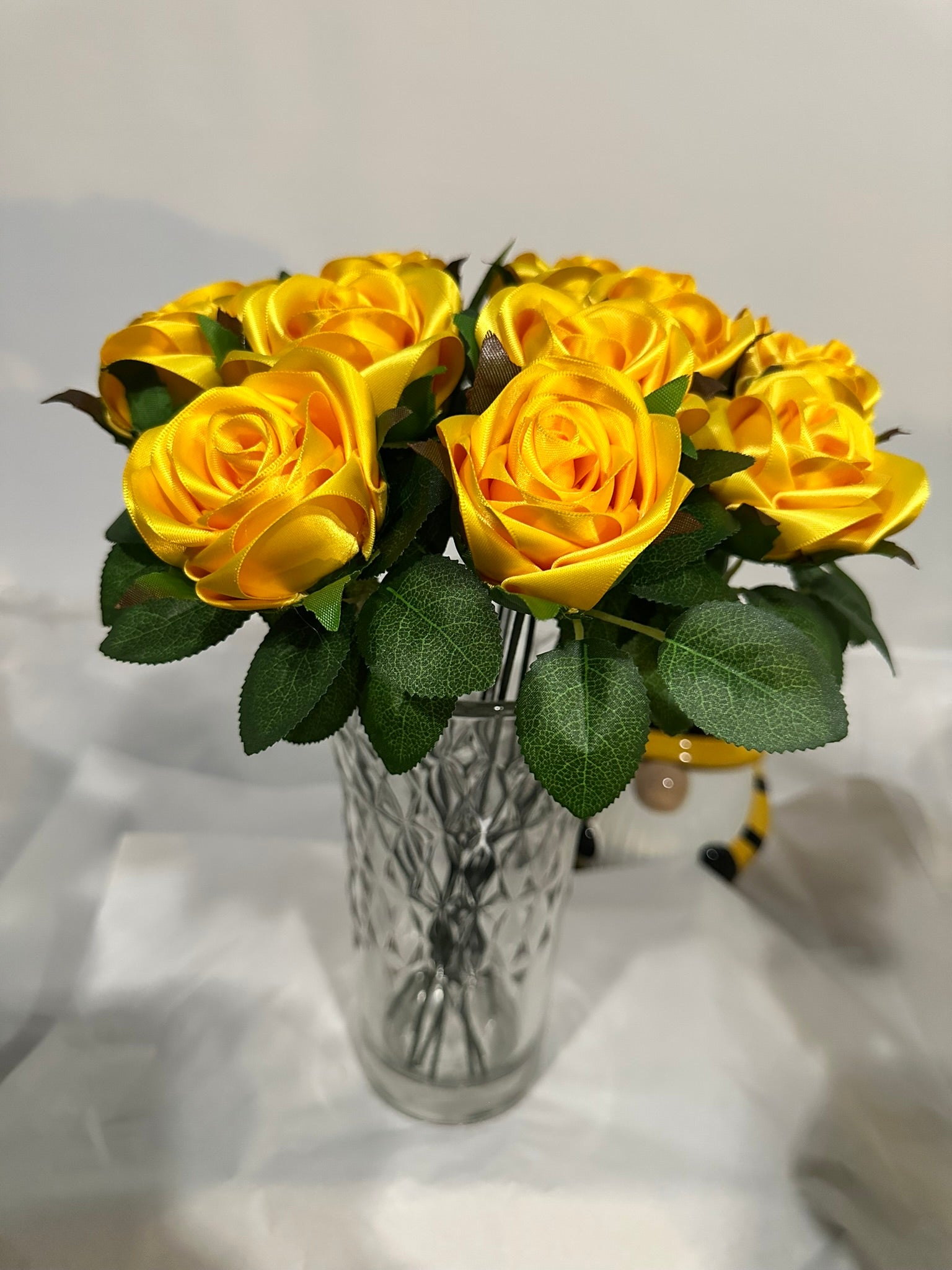 Dark Yellow Ribbon Rose Bouquet