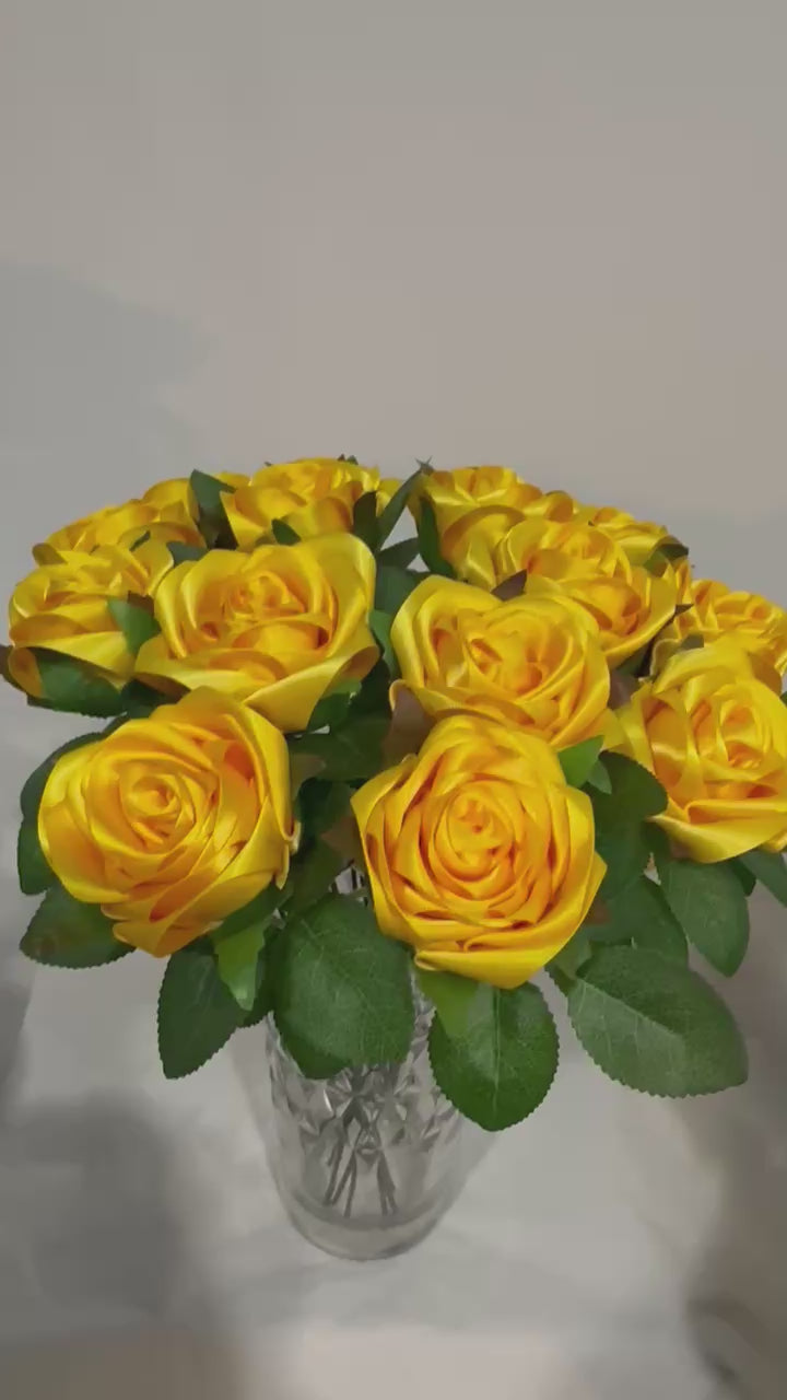 Dark Yellow Ribbon Rose Bouquet