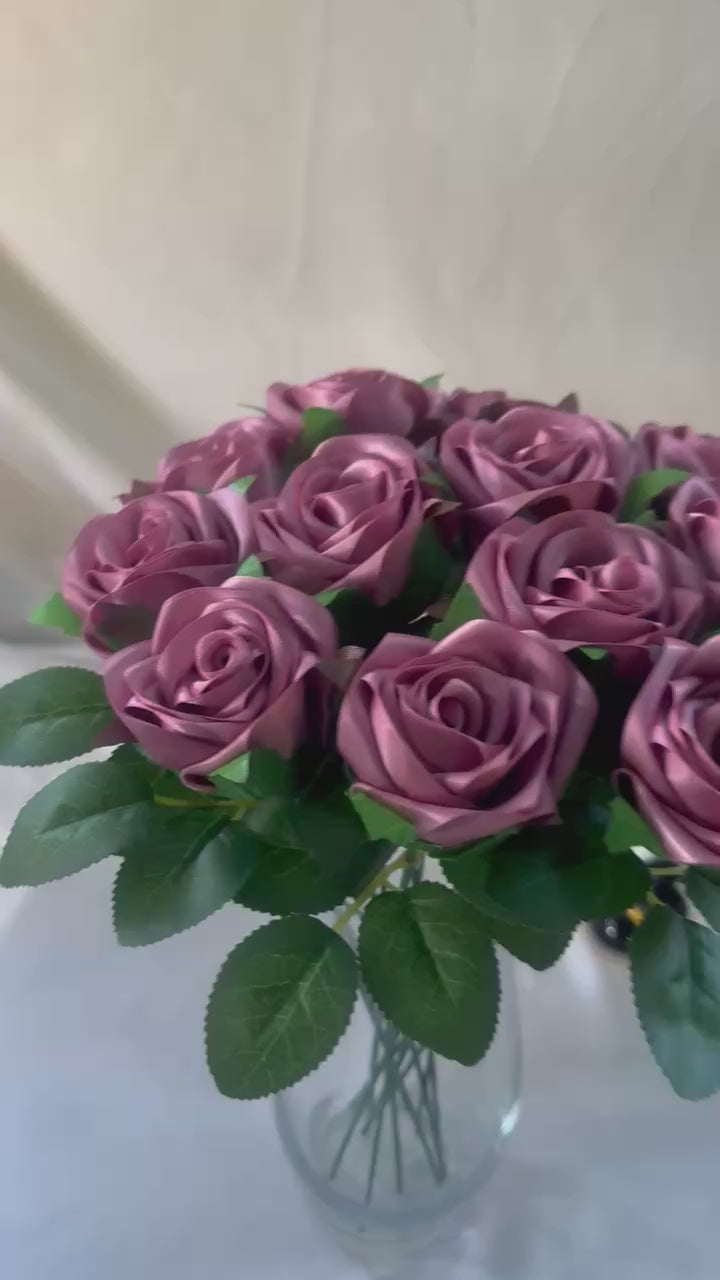 Honey’s Handmade Ribbon Roses - Mauve $3 Each