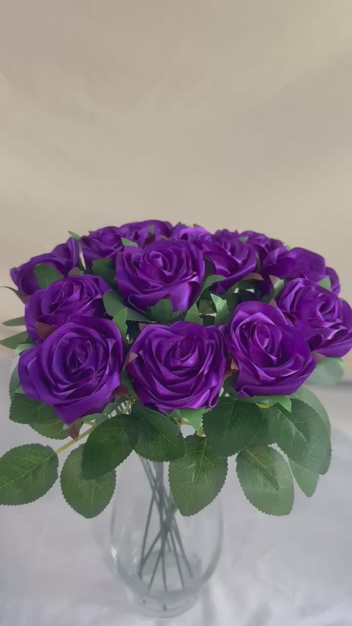 Honey’s Handmade Ribbon Roses - Purple Delight / $3 Each