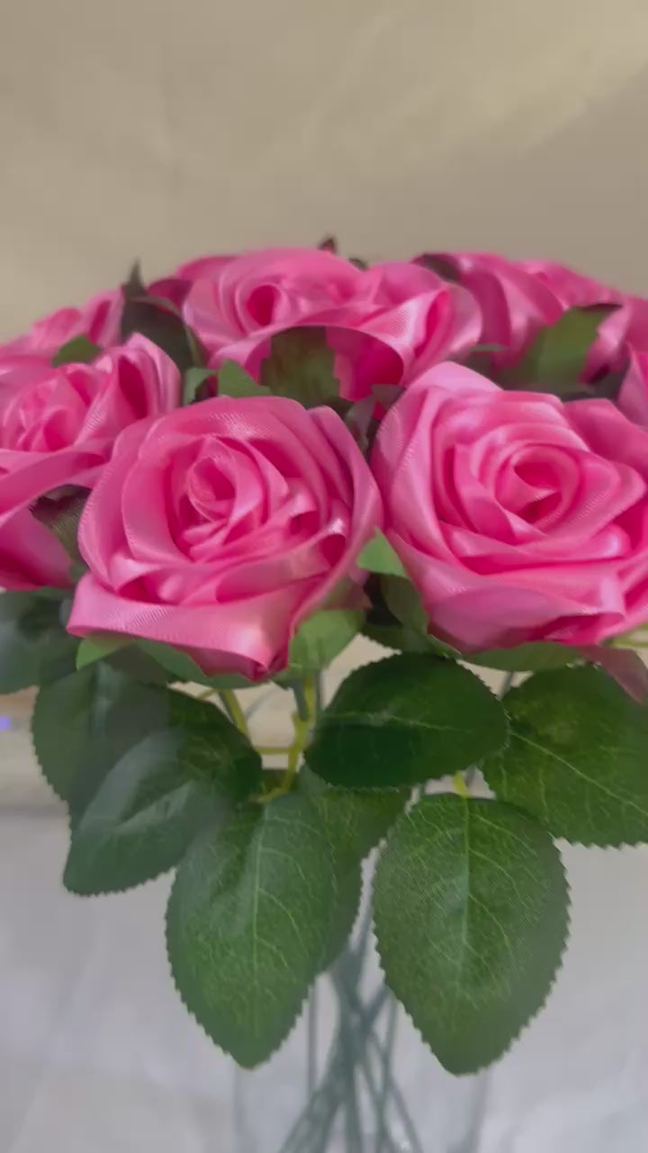 Honey’s Handmade Ribbon Roses - Pink Passion - $3 Each