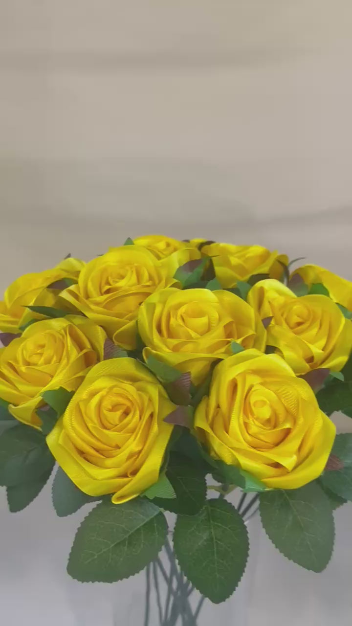 Honey’s Handmade Ribbon Roses - Daffodil yellow - $3 Each