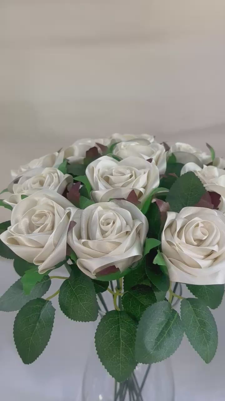 Honey’s Handmade Ribbon Roses—Antique white / $3 Each