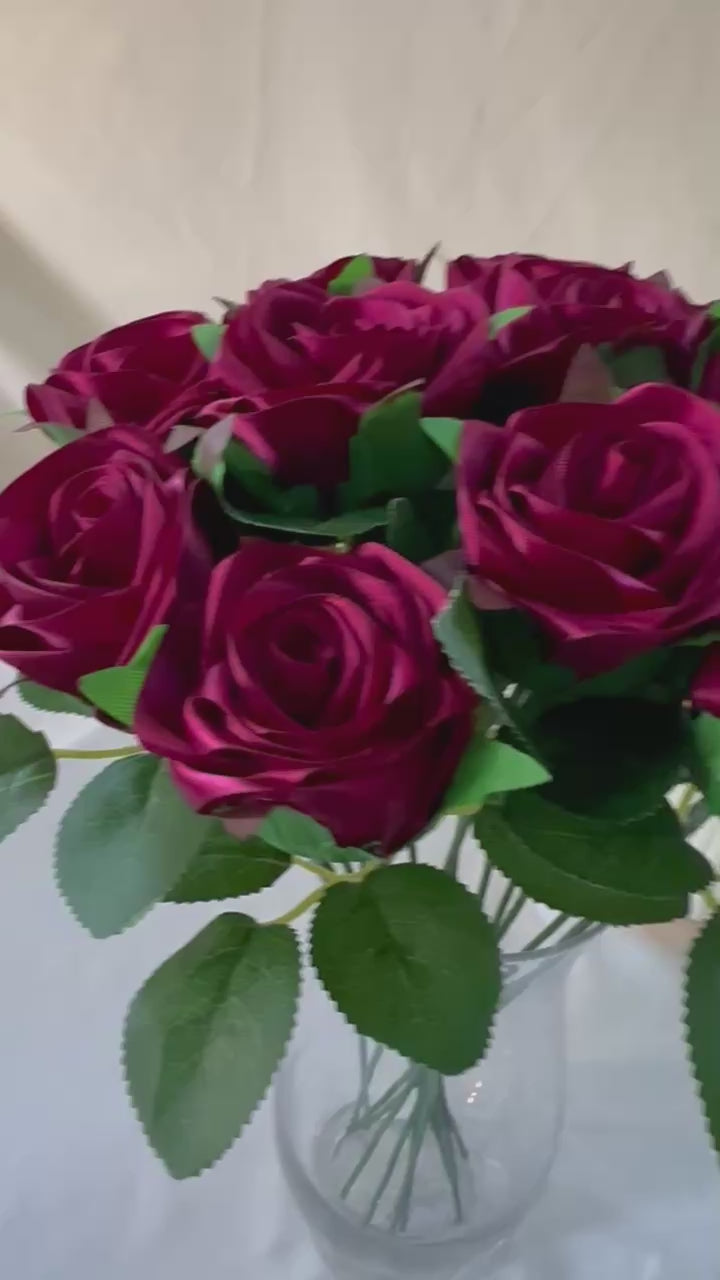 Honey’s Handmade Ribbon Roses - Burgundy Rose / $3 Each