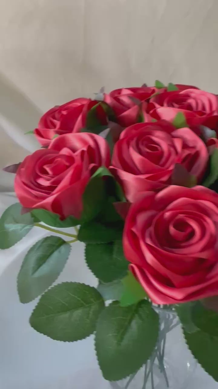 Honey’s Handmade Ribbon Roses - Coral / $3 Each