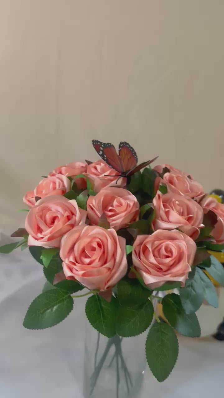 Handmade Satin Ribbon Roses — Light Peach / $3 Each